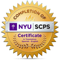 Professional Certificate in Spanish to English Translation from New York University